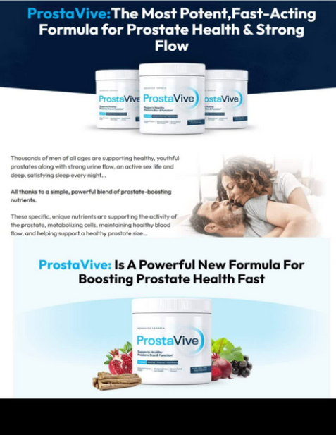 ProstaVive is natural dietary supplement supporting prostate health, urinary flow, and male vitality